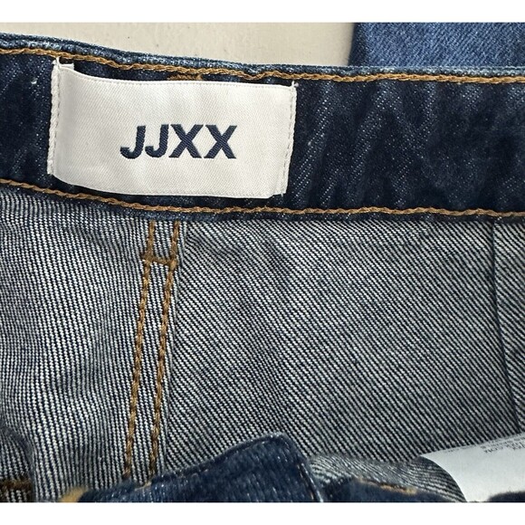 JJXX Wide Leg High Waist Jeans Size 27 Inseam 32 Patch Pockets Dark Wash New - Picture 7 of 10